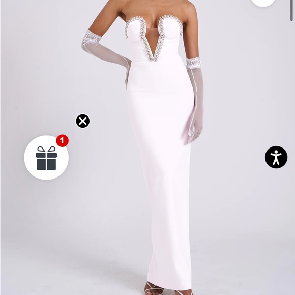 Miss Circle Ivanna White Crystal Embellished Maxi Dress - Picture 3 of 4